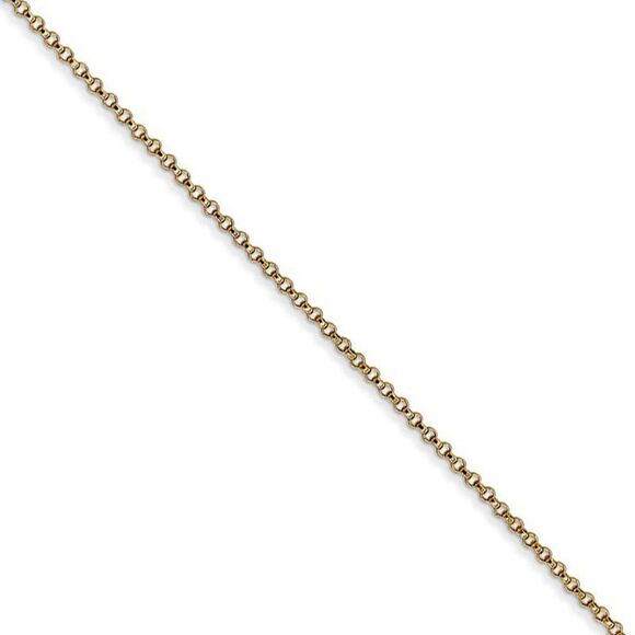 1.15mm 14k Yellow Gold Solid Rolo Pendant Chain Necklace,...